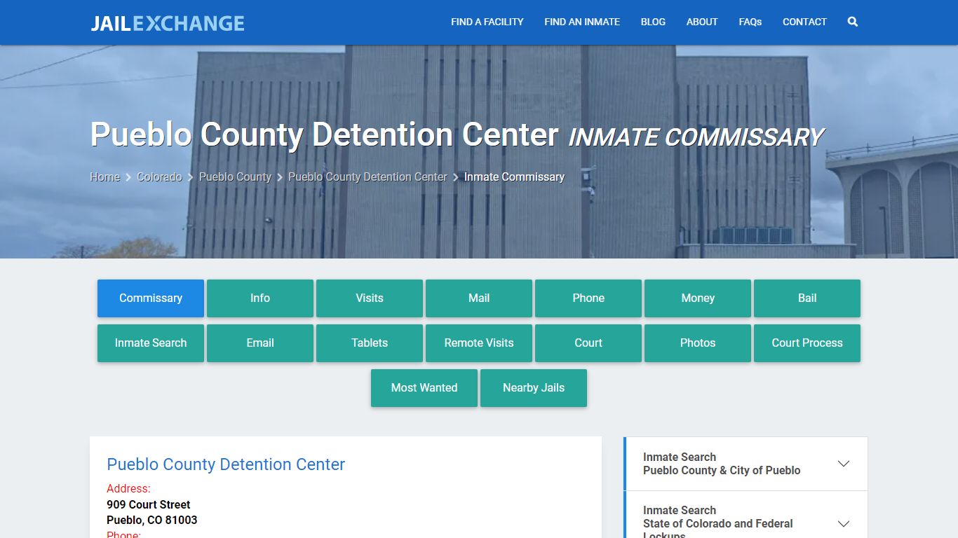 Pueblo County Detention Center Inmate Commissary - Jail Exchange